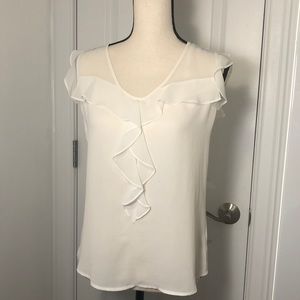 Express Off White Ruffle Blouse Top